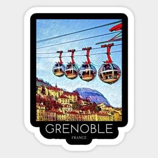 A Pop Art Travel Print of Grenoble - France Sticker